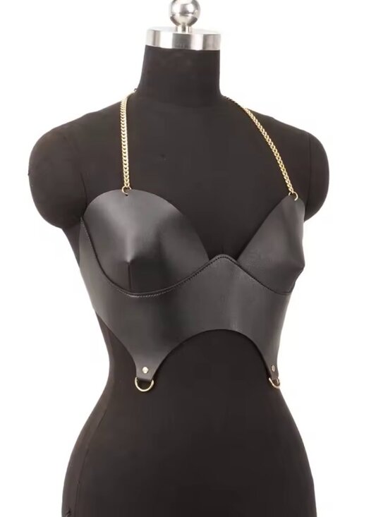 Women Punk Pu Leather Corset Top Black Corset Fashion Corset Harness main image 2